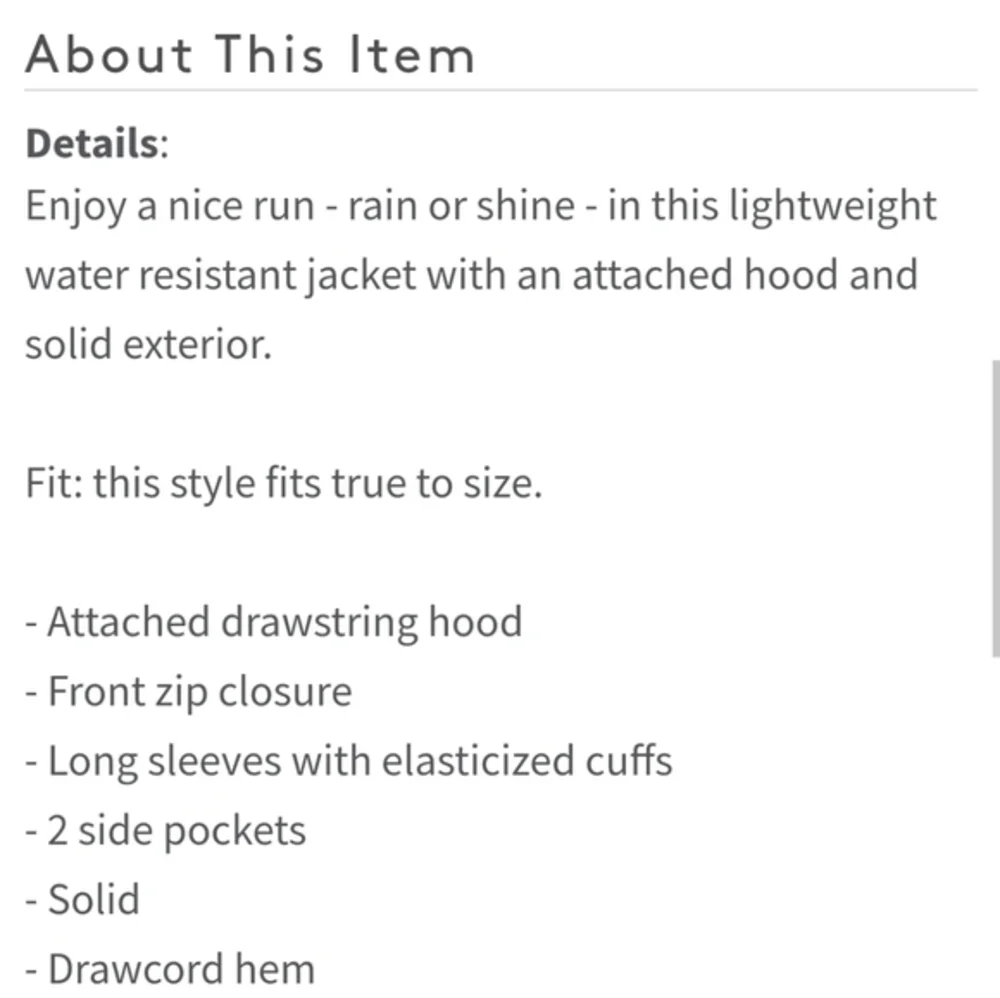 Zella Bronze Rain  Jacket Long Anorak Size‎ XS Brown